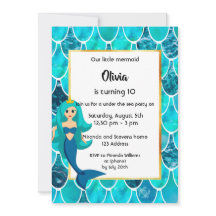 Turquesa do Convite de aniversário Sereia