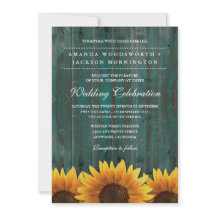 Turquesa e Convites para Casamento de Girassol Mar