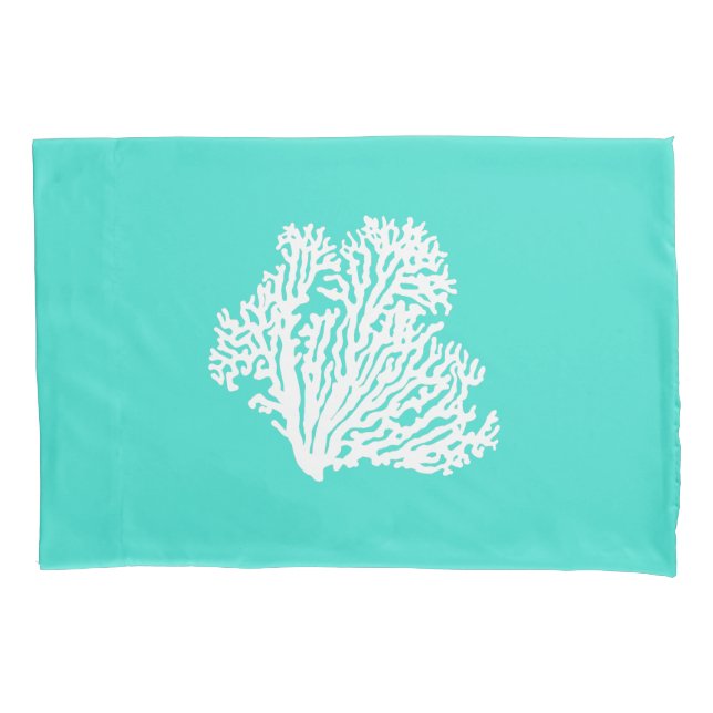 Turquesa E Coral De Decoração Costeira Branca (Frente)