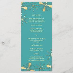 Turquesa e Dourado Menu Slim Inspirado Indiano