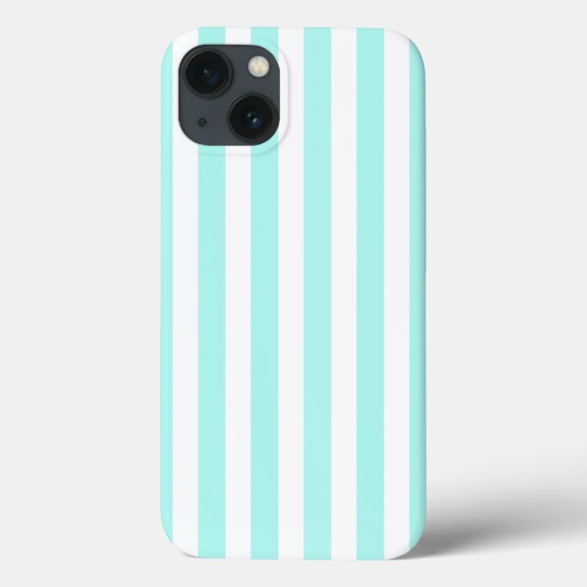 Turquesa e listras doces brancas Case-Mate iPhone (Verso)