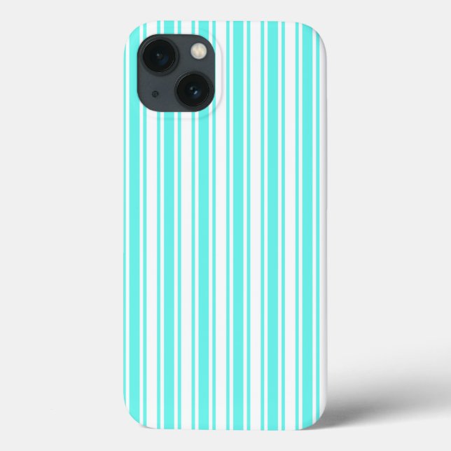 Turquesa e listras doces brancas Case-Mate iPhone (Verso)