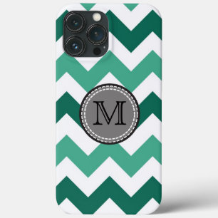 Turquesa e Mint Chevron Zigzag Monograma
