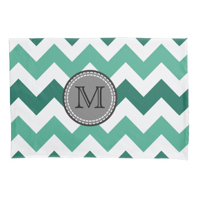 Turquesa e Mint Chevron Zigzag Monograma (Frente)