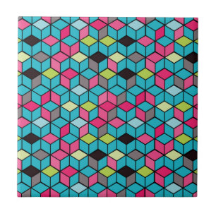 Turquesa e teste padrão cor-de-rosa do cubo