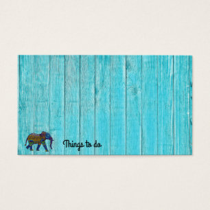 Turquesa Faux Wood Mosaic Elephant Nota
