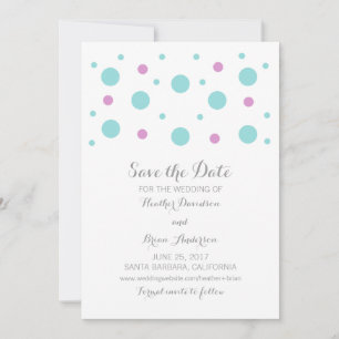 Turquesa Fuchsia Confetti Salve o Convite de Data