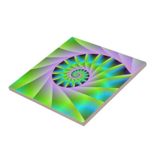 Turquesa Lilac e azulejo Espiral Verde