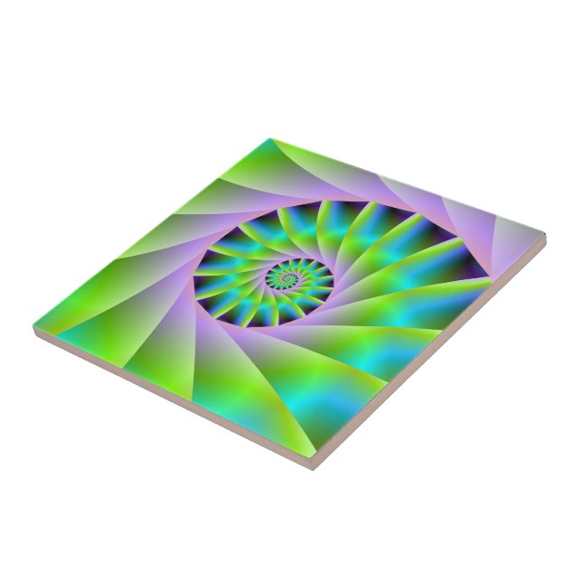 Turquesa Lilac e azulejo Espiral Verde (Lateral)