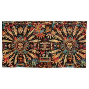 Turquesa Luxuosa "Sonho Aztec" Rei Pillowcases