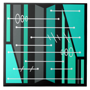 Turquesa Negra Abstrato Geométrica de Arte Atômica