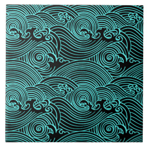 Turquesa Onda Euclidiana Padrão Azulejo Cerâmico