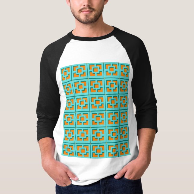 Turquesa Retro e Camiseta Laranja (Frente)