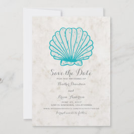 Turquesa Rustic Seashell Salve o Convite de Data