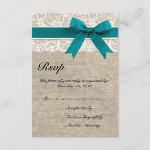 Turquesa rústica do cartão do olhar RSVP de