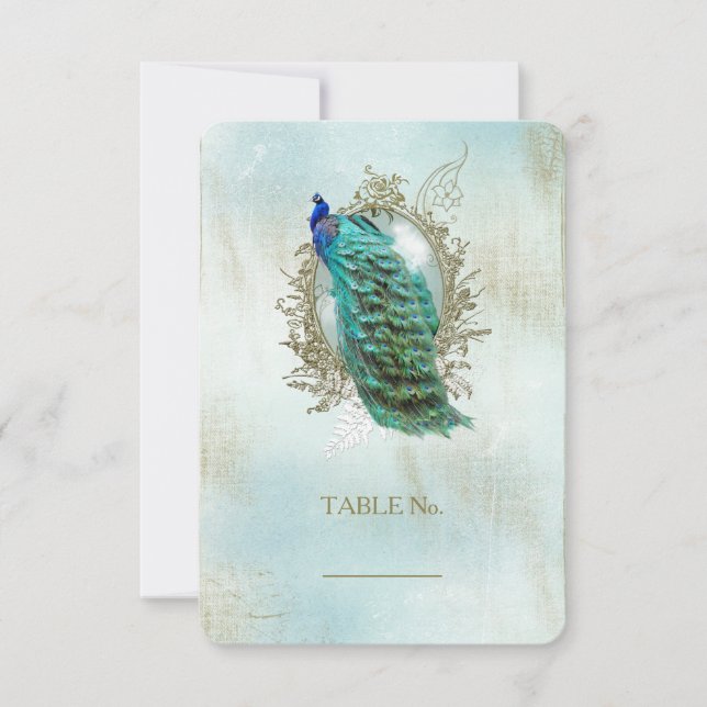 Turquesa Shabby Peacock - Cartão de Número de Tabe (Frente)