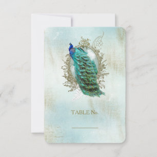 Turquesa Shabby Peacock - Cartão de Número de Tabe