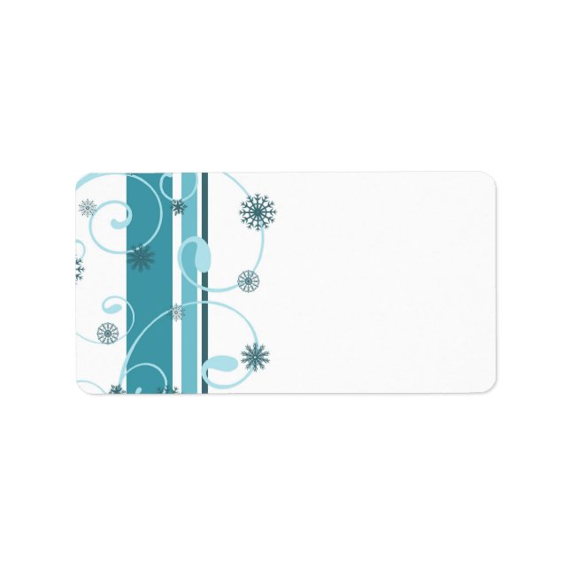 Turquesa Snowflakes Etiquetas de Natal (Frente)