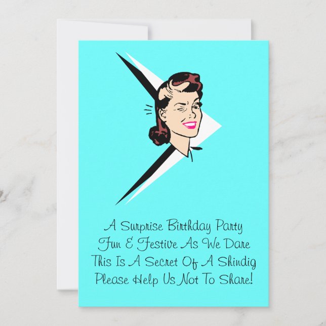 Turquesa surpresa de Piscar os olhos com convite p (Frente)