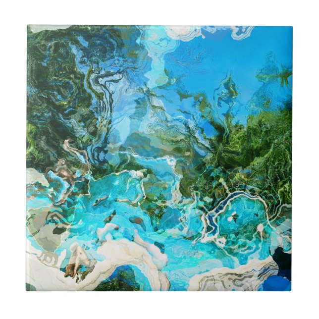 Turquesa tropical Oceano Azul e algas verdes (Frente)