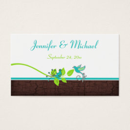 Turquesa Verde Castanho Branco Aves Florais Branca