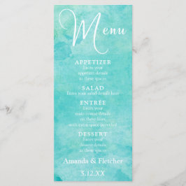 Turquesa Watercolor Typoografia Menu Casamento