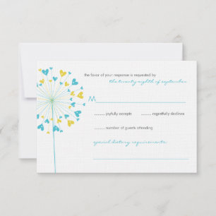 Turquesa Yellow Dandelions Adora Cartão RSVP De Ca