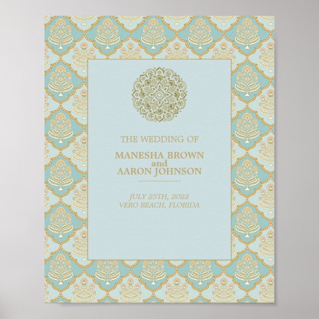 TURQUISE ÍNDICO - Poster de Casamento (Frente)