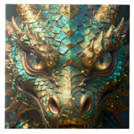 Turquoise and Gold Dragon Face