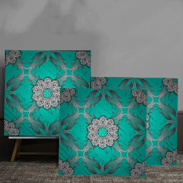 Turquoise and Silver Ornamental Mandala luxury 