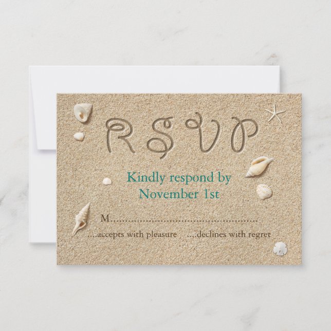 Turquoise Beach Sandy Toes Salty Kisses RSVP (Frente)