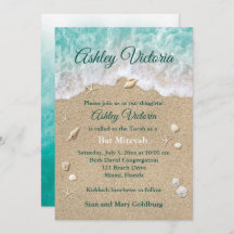 Turquoise Beach Waves Bat Mitzvah Convite