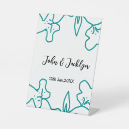 Turquoise blue wedding couple name date flstylish 