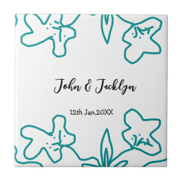 Turquoise blue wedding couple name date flstylish 