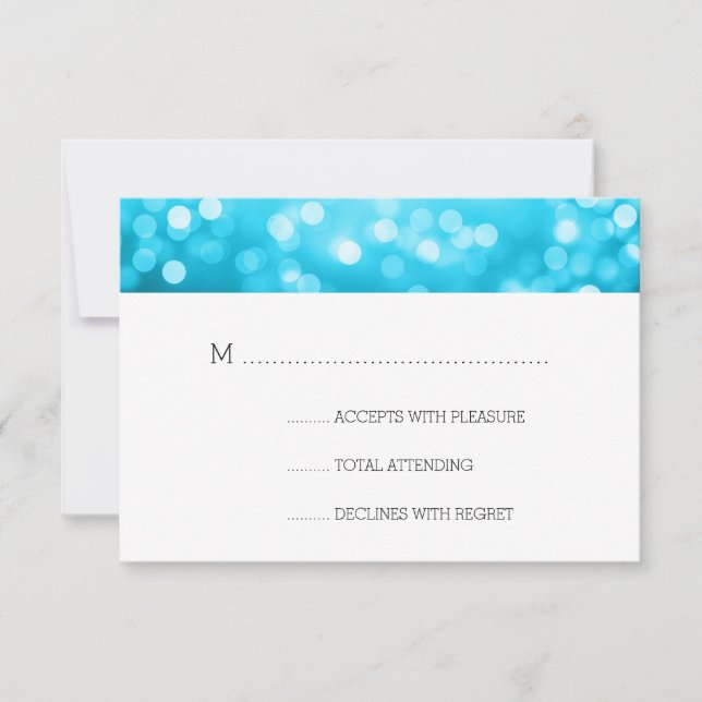 Turquoise Bokeh Luz Elegante Casamento RSVP (Frente)