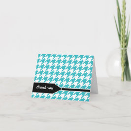 Turquoise Classy Houndstooth Obrigado Cartões