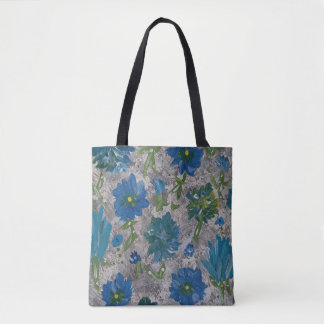 Turquoise Daisy Floral Tote Bag