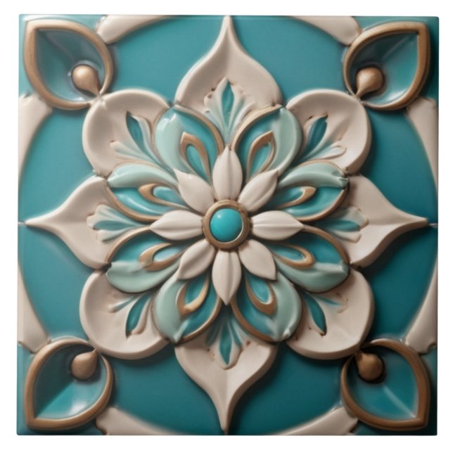 Turquoise Daisy Flower Alivio Boho Floral (Frente)