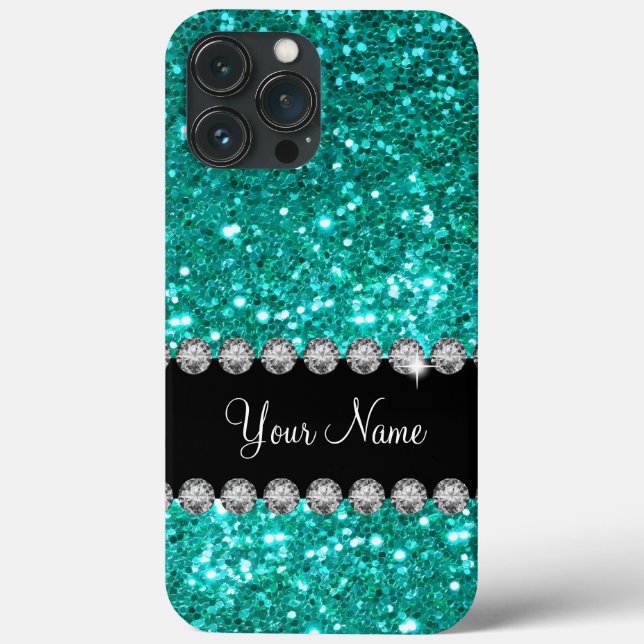 Turquoise Faux Bling Monograma  (Verso)
