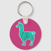 Turquoise Furry Llama Chaveiro