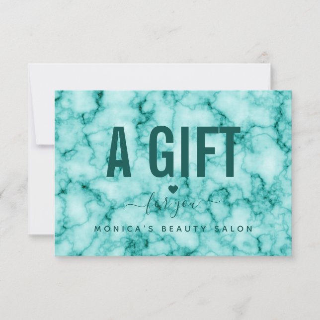 Turquoise Marble Elegante Girly Trendy Beauty Salo (Frente)