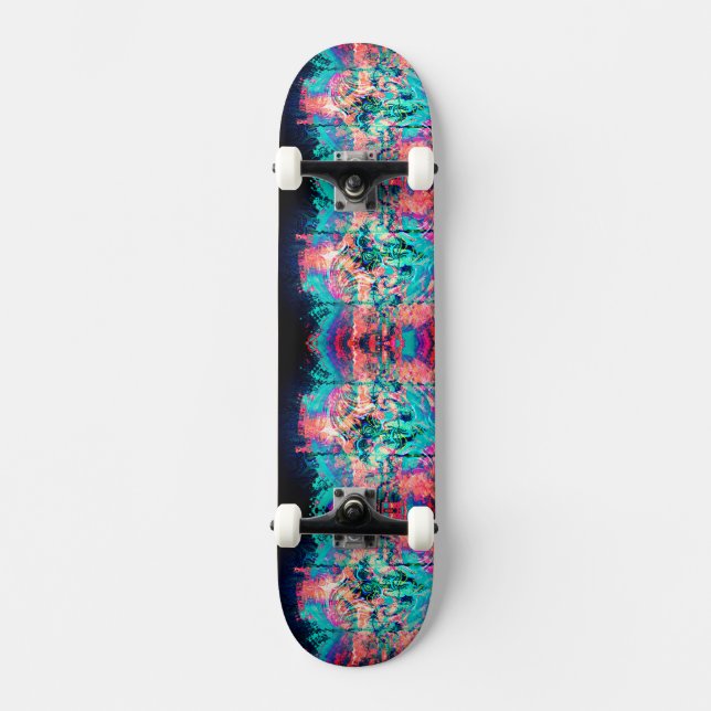 Turquoise Neon Melt Skateboard (Frente)