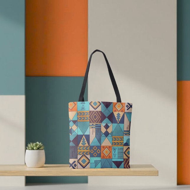 Turquoise & Orange Patchwork Tote (Criador carregado)