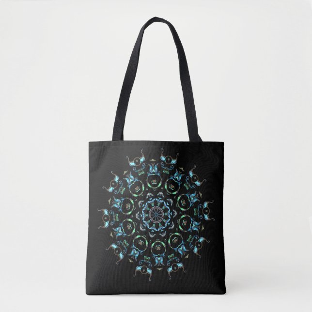 Turquoise Pearl Mandala Tote Bag (Frente)