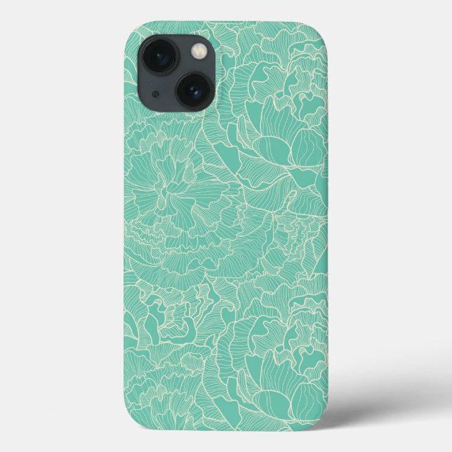 Turquoise Peony Pattern (Verso)