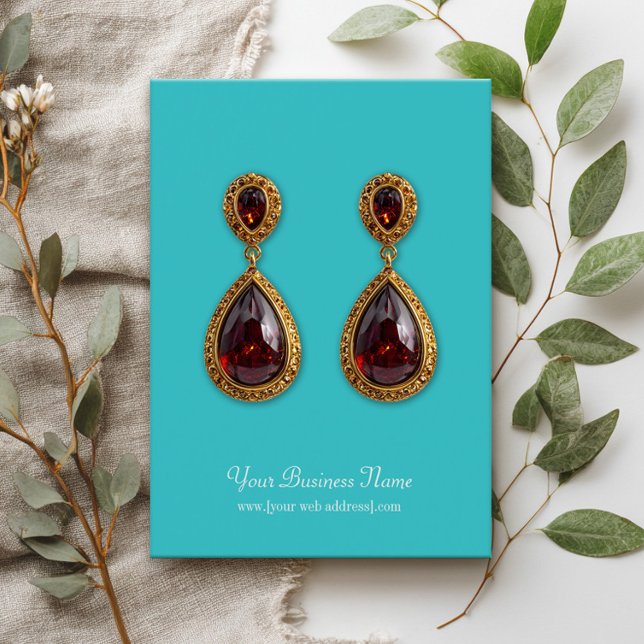 Turquoise Plain Simple Custom Earring Card (Criador carregado)