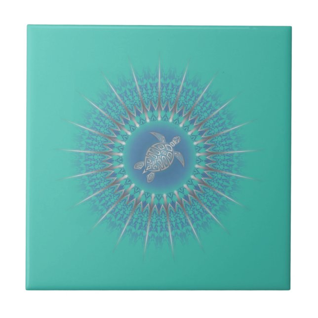 Turquoise Silver Turtle Mandala (Frente)
