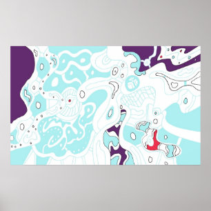 "Turquoise Space" Abstrato digital Poster de arte