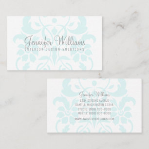 Turquoise Sutil Damask Cartão de visita
