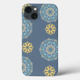 Turquoise Teal Blue e Mandala amarelo Padrão de ar